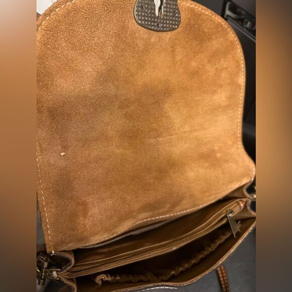 Patricia Nash Women's Kirby East West Leather Crossbody Brown Handbag - Picture 14 of 15